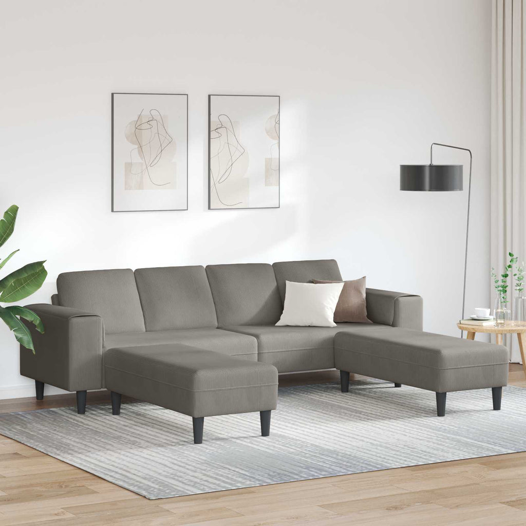 vidaXL Sofa Jasnoszary 250 x 188 x 76 cm Tkanina sztruksowa