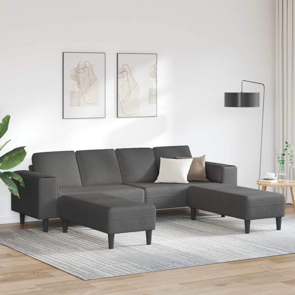 vidaXL Sofa Ciemnoszary 250 x 188 x 76 cm Tkanina sztruksowa