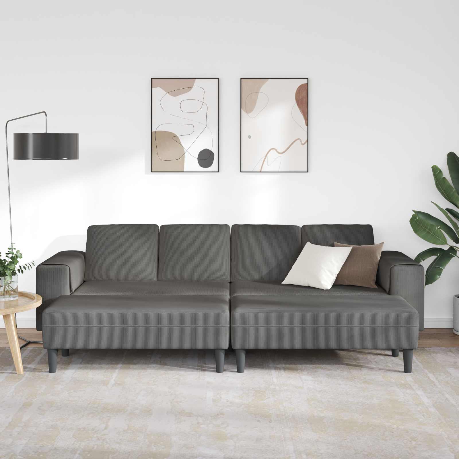 vidaXL Sofa Ciemnoszary 250 x 188 x 76 cm Tkanina sztruksowa