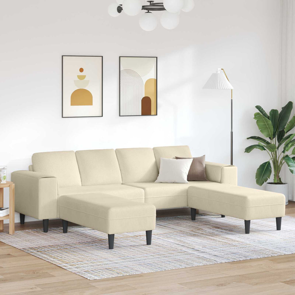 vidaXL Sofa Kremowy 250 x 188 x 76 cm Tkanina sztruksowa
