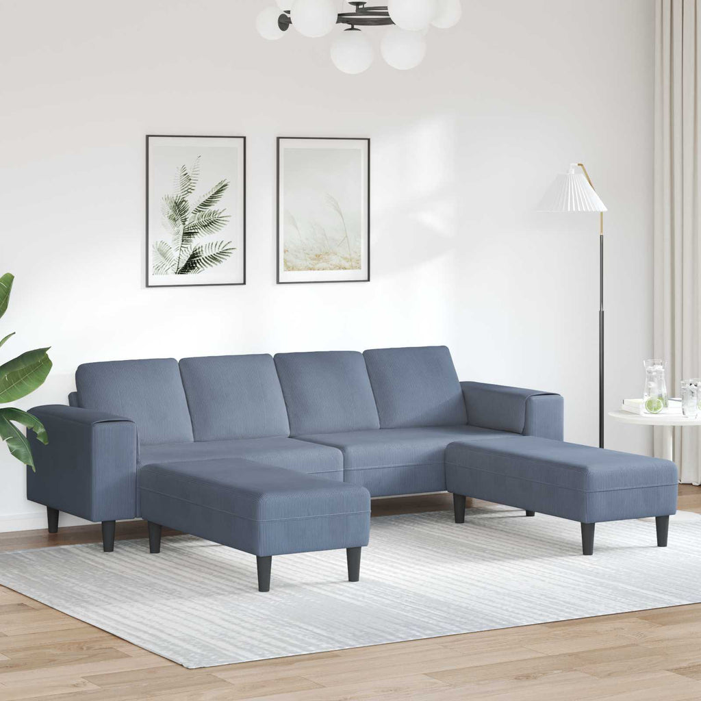 vidaXL Sofa Niebieski 250 x 188 x 76 cm Tkanina sztruksowa