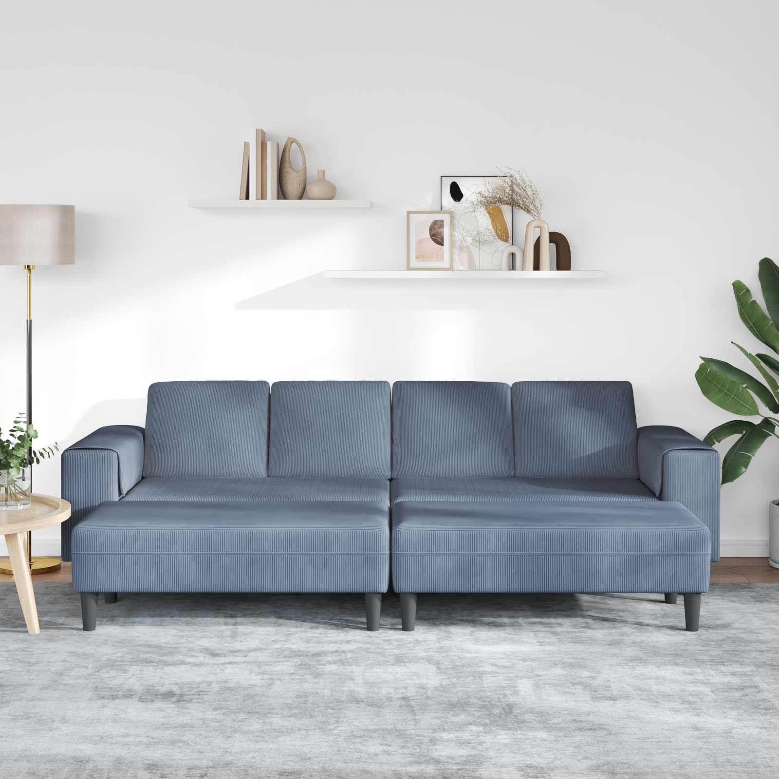 vidaXL Sofa Niebieski 250 x 188 x 76 cm Tkanina sztruksowa