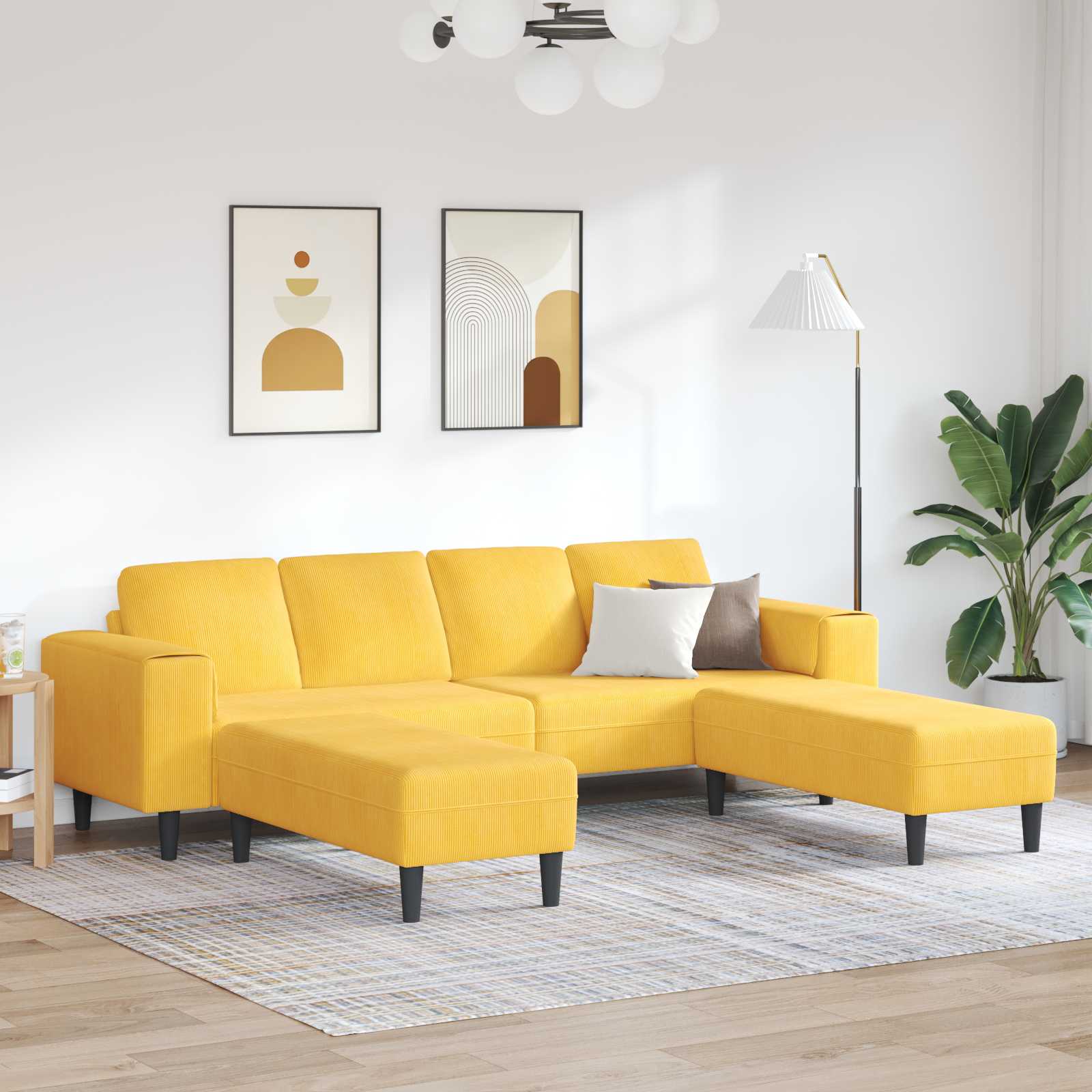 vidaXL Sofa Jasnożółty 250 x 188 x 76 cm Tkanina sztruksowa