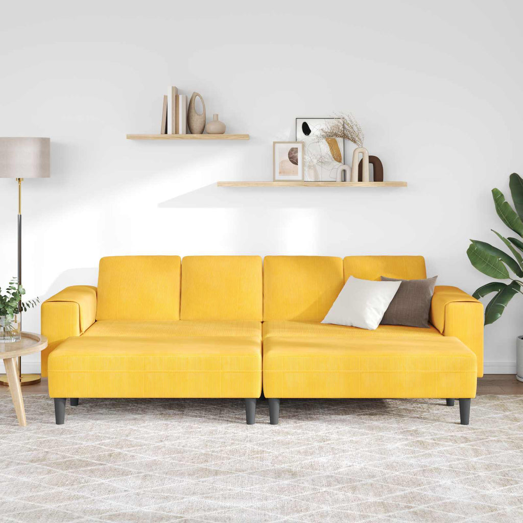 vidaXL Sofa Jasnożółty 250 x 188 x 76 cm Tkanina sztruksowa