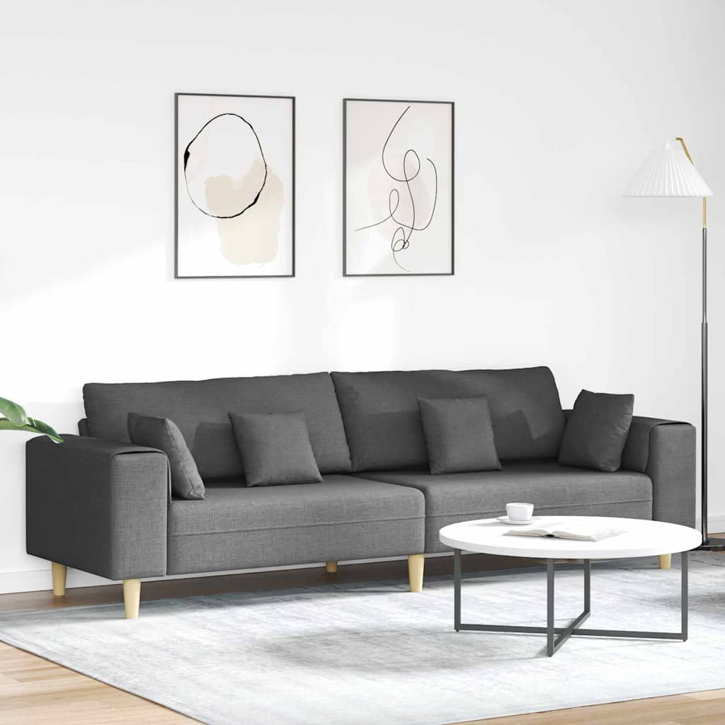 vidaXL Sofa z poduszką Ciemnoszary 250 x 77 x 76 cm tkanina
