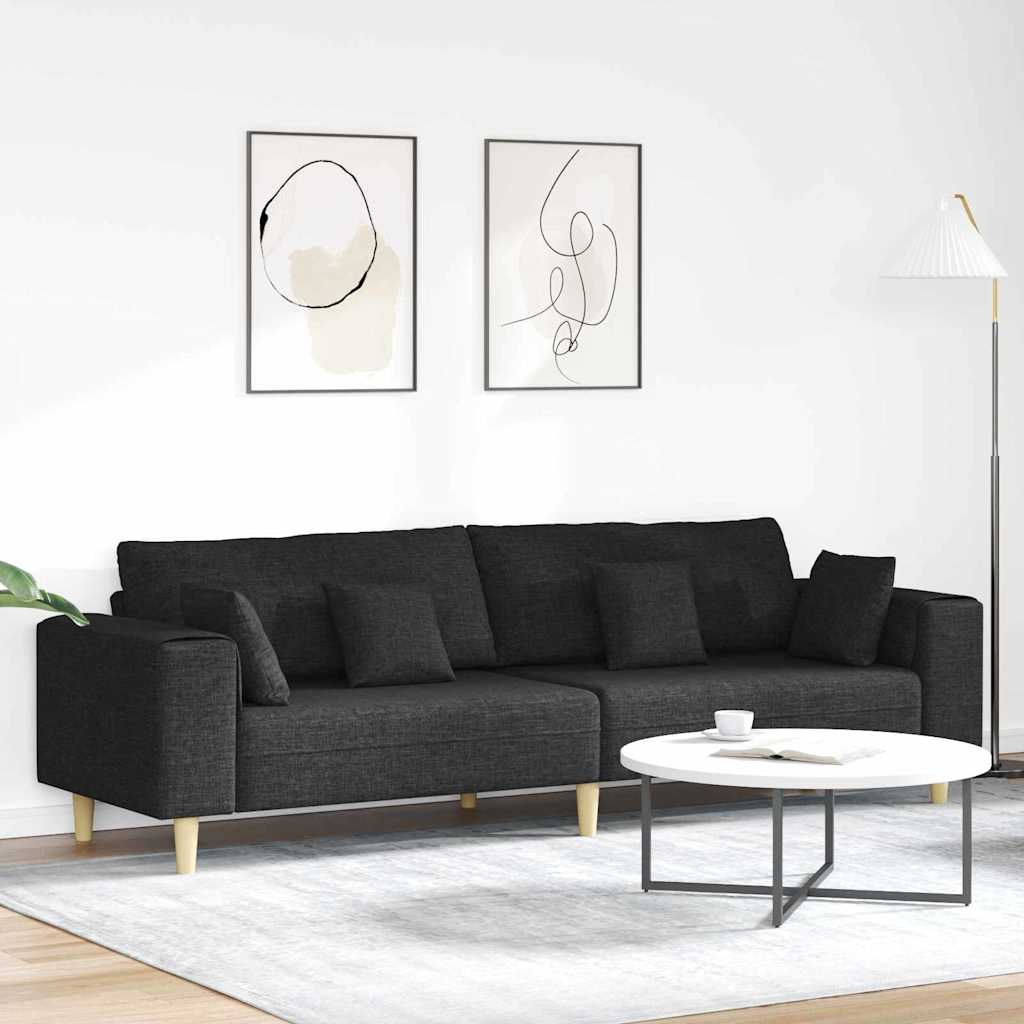 vidaXL Sofa z poduszką Czarny 250 x 77 x 76 cm tkanina