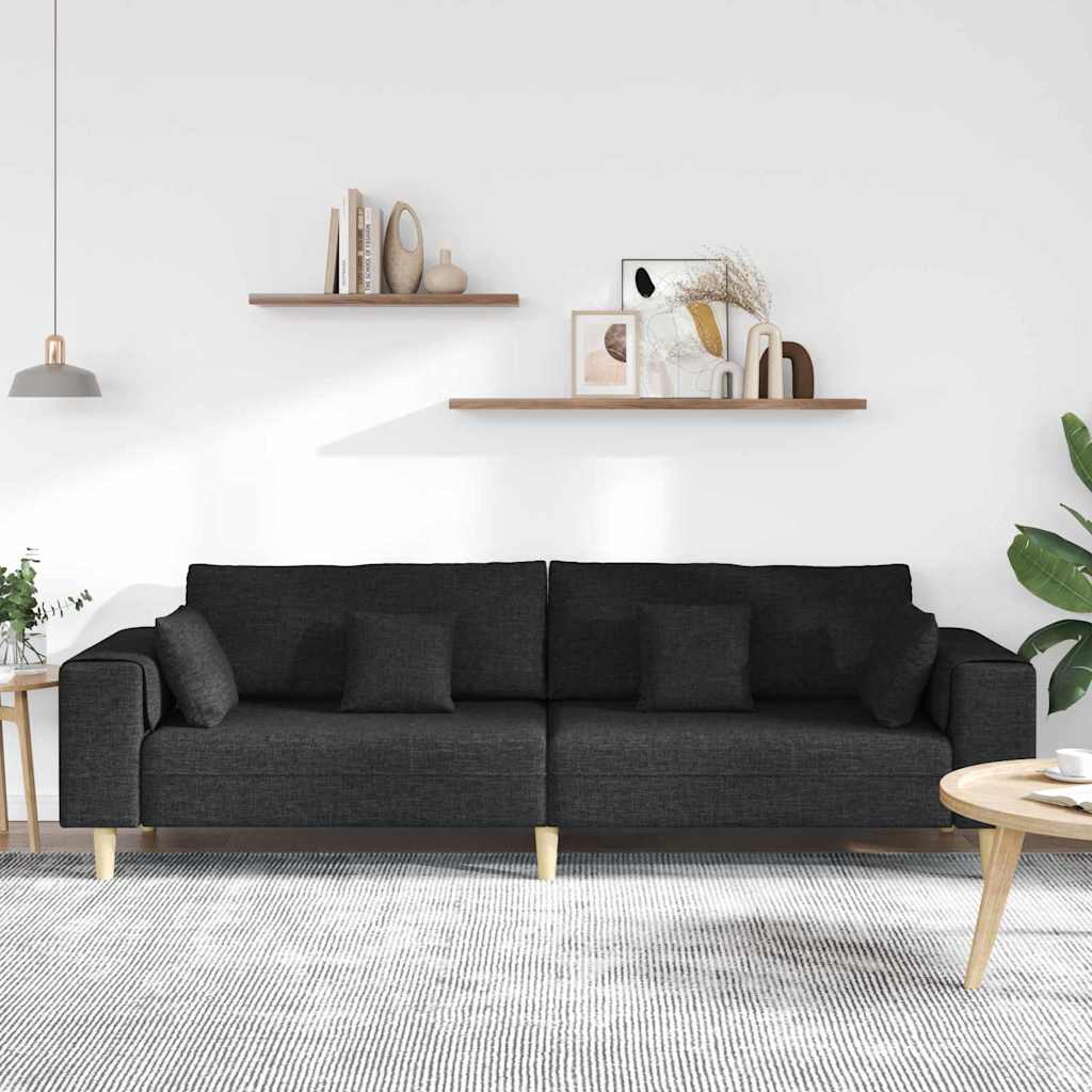 vidaXL Sofa z poduszką Czarny 250 x 77 x 76 cm tkanina