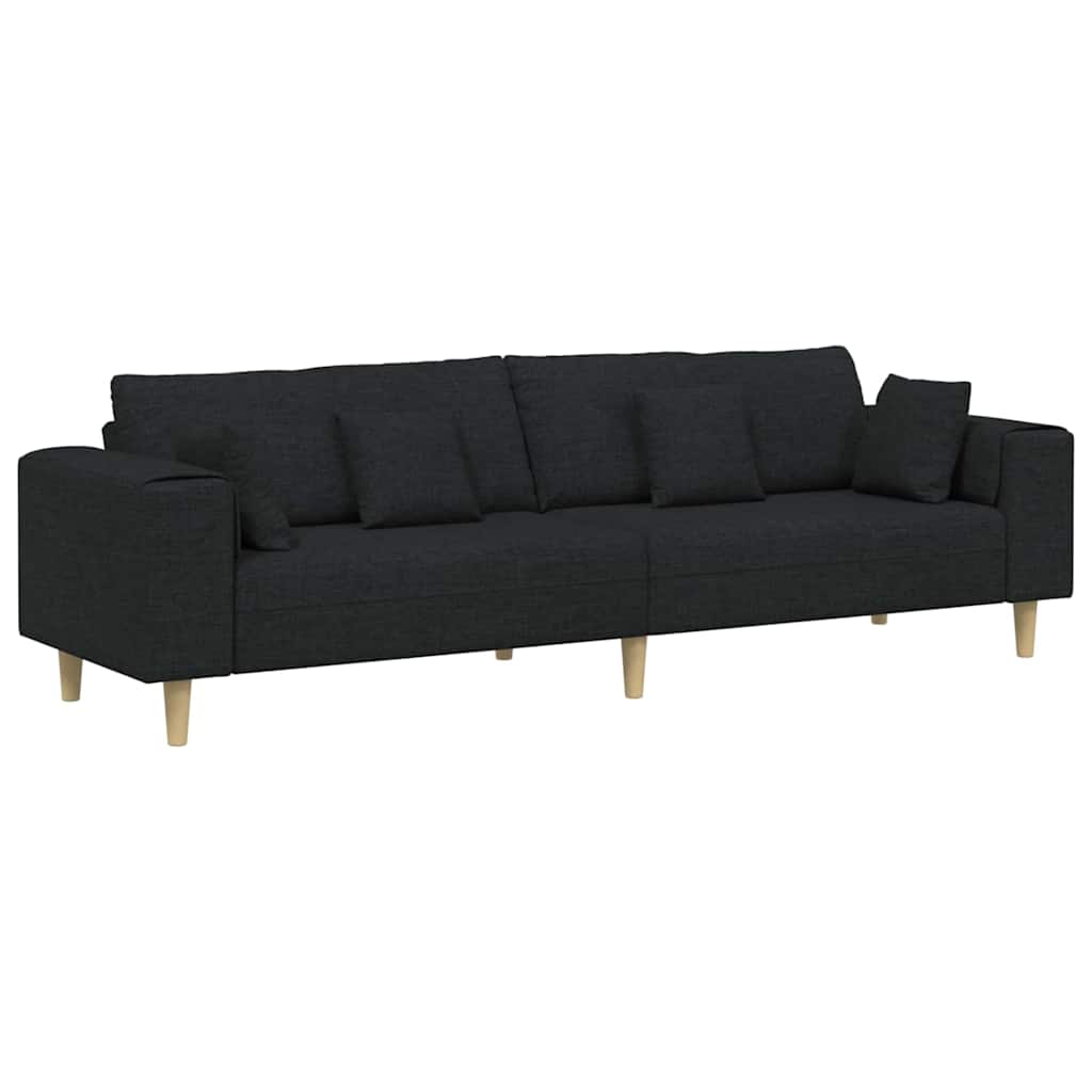 vidaXL Sofa z poduszką Czarny 250 x 77 x 76 cm tkanina