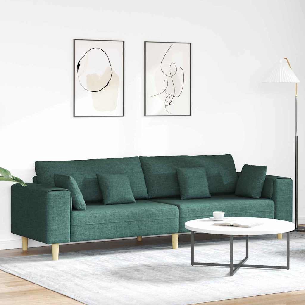 vidaXL Sofa z poduszką Ciemna zieleń 250 x 77 x 76 cm tkanina