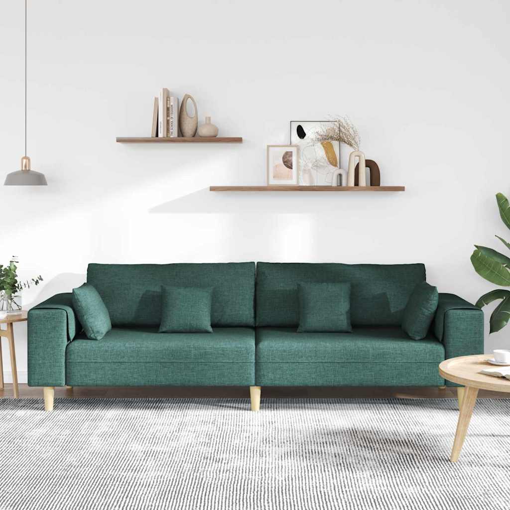 vidaXL Sofa z poduszką Ciemna zieleń 250 x 77 x 76 cm tkanina