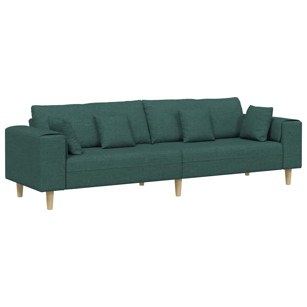 vidaXL Sofa z poduszką Ciemna zieleń 250 x 77 x 76 cm tkanina