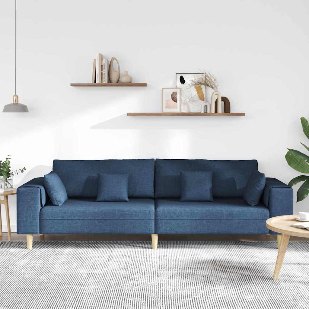 vidaXL Sofa z poduszką Niebieski 250 x 77 x 76 cm tkanina