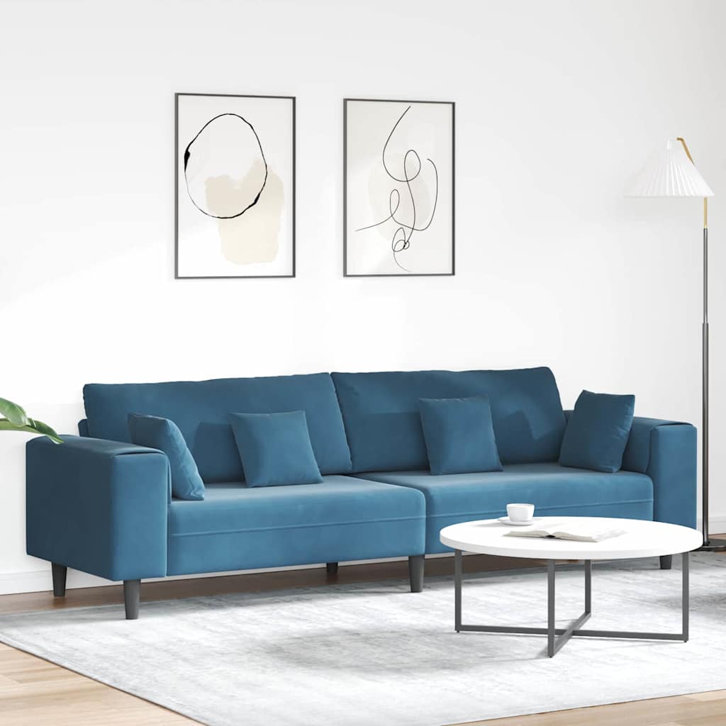 vidaXL Sofa Niebieski 250 x 77 x 76 cm Aksamit