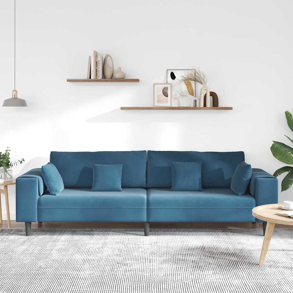 vidaXL Sofa Niebieski 250 x 77 x 76 cm Aksamit