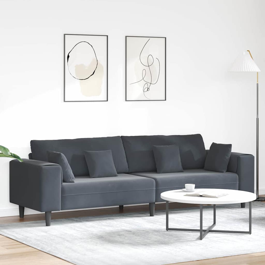 vidaXL Sofa Ciemnoszary 250 x 77 x 76 cm Aksamit