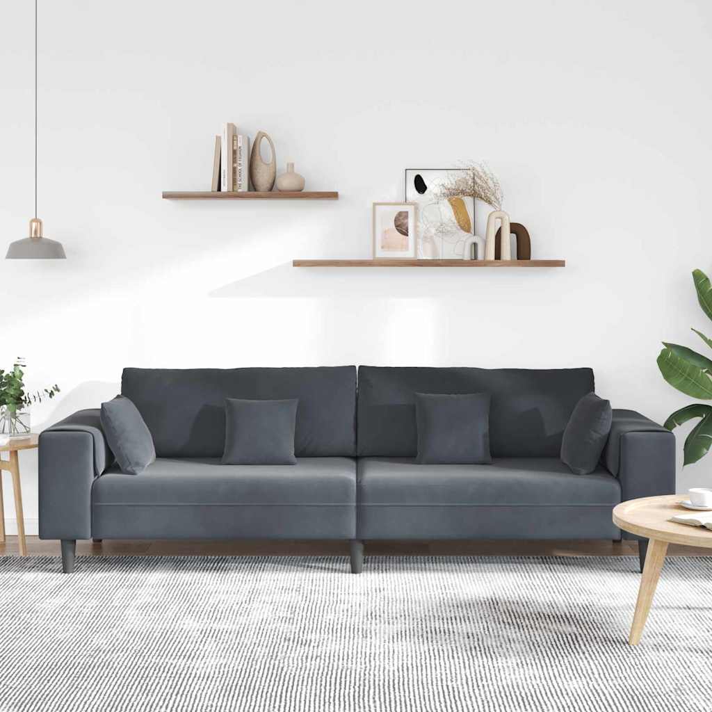 vidaXL Sofa Ciemnoszary 250 x 77 x 76 cm Aksamit
