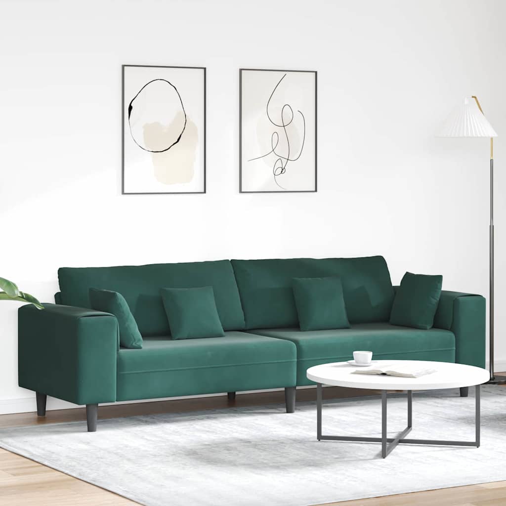 vidaXL Sofa Ciemna zieleń 250 x 77 x 76 cm Aksamit