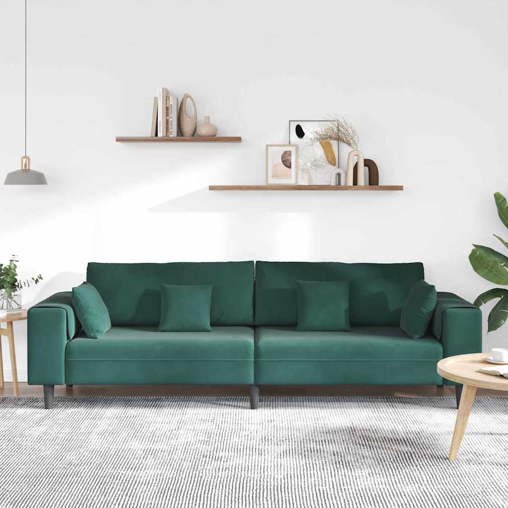 vidaXL Sofa Ciemna zieleń 250 x 77 x 76 cm Aksamit