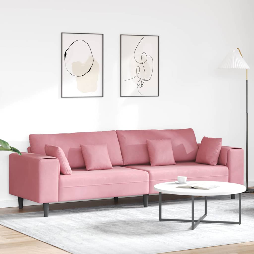 vidaXL Sofa Różowy 250 x 77 x 76 cm Aksamit