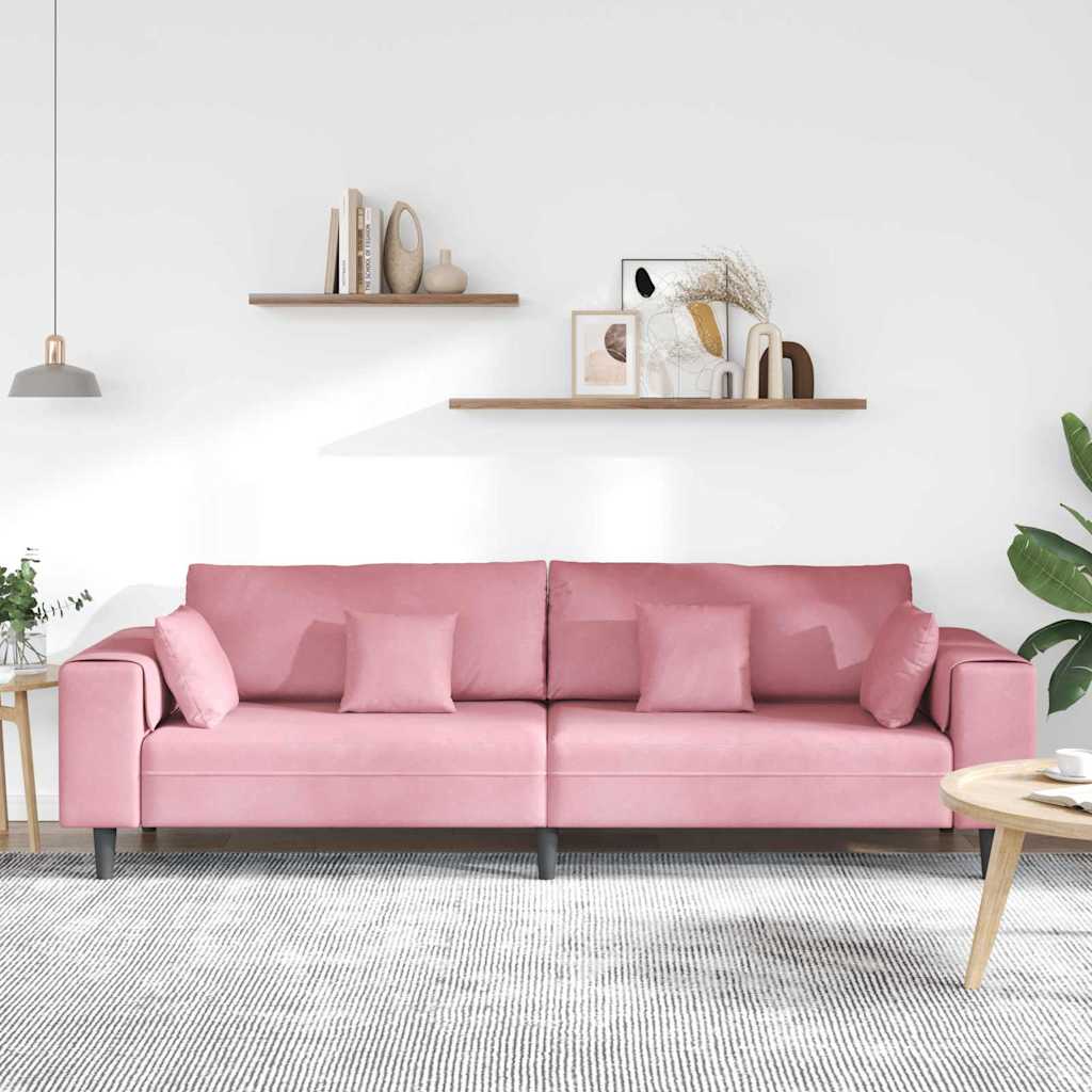 vidaXL Sofa Różowy 250 x 77 x 76 cm Aksamit
