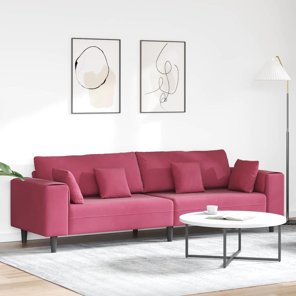 vidaXL Sofa Czerwone wino 250 x 77 x 76 cm Aksamit