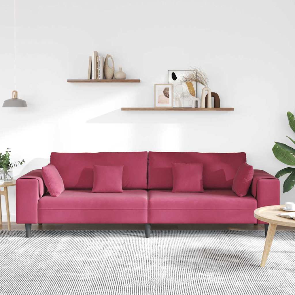 vidaXL Sofa Czerwone wino 250 x 77 x 76 cm Aksamit