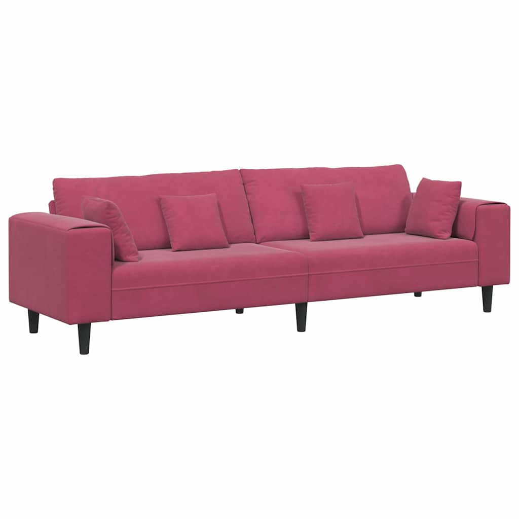 vidaXL Sofa Czerwone wino 250 x 77 x 76 cm Aksamit