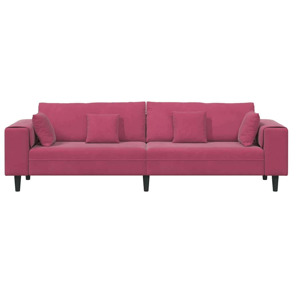vidaXL Sofa Czerwone wino 250 x 77 x 76 cm Aksamit