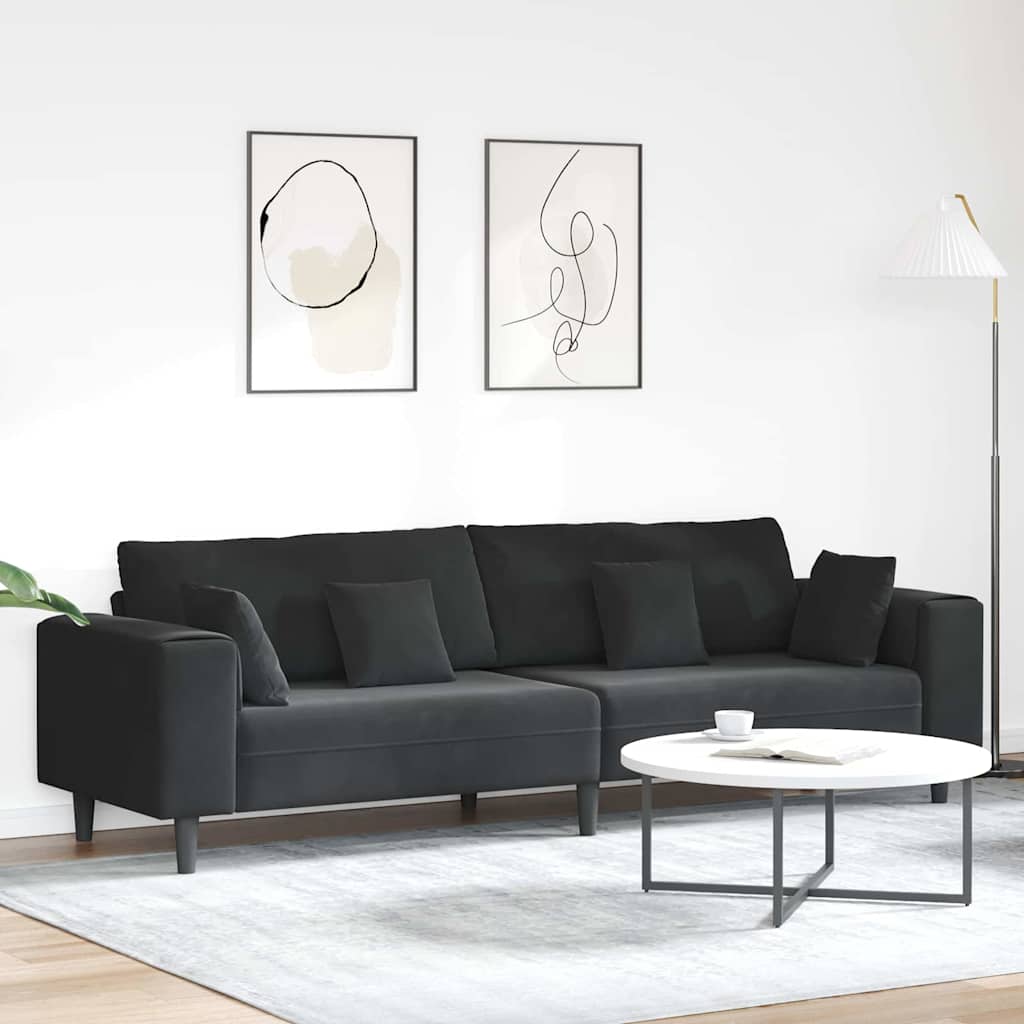 vidaXL Sofa Czarny 250 x 77 x 76 cm Aksamit