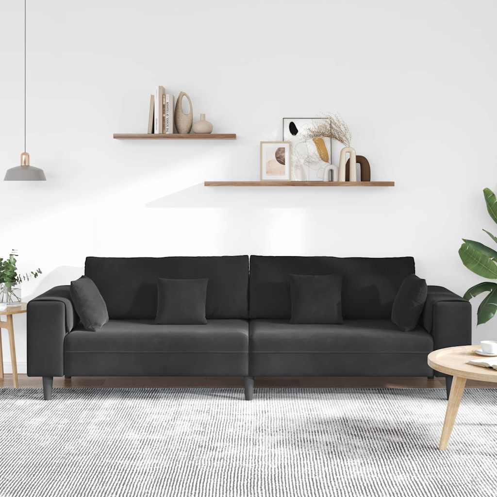 vidaXL Sofa Czarny 250 x 77 x 76 cm Aksamit