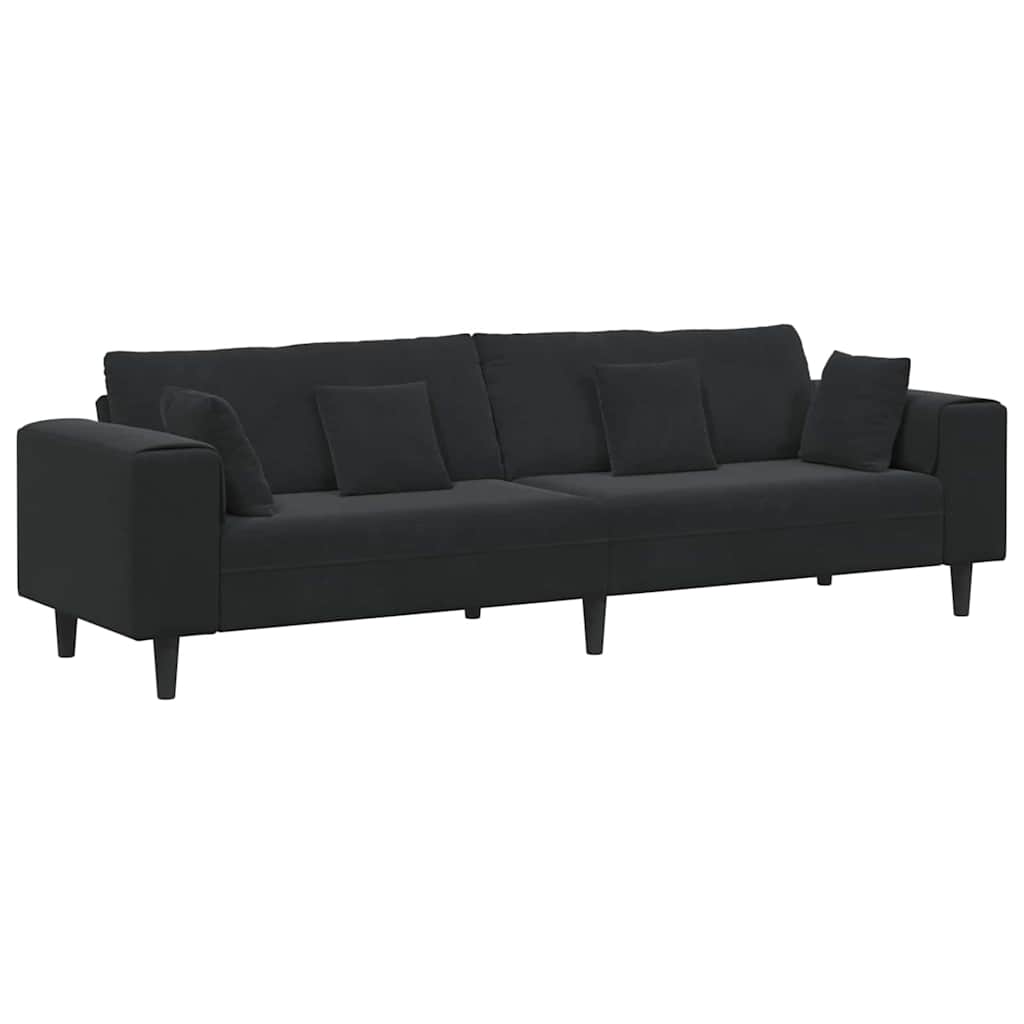 vidaXL Sofa Czarny 250 x 77 x 76 cm Aksamit