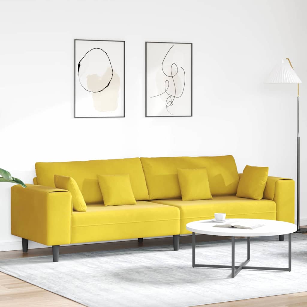 vidaXL Sofa Żółty 250 x 77 x 76 cm Aksamit