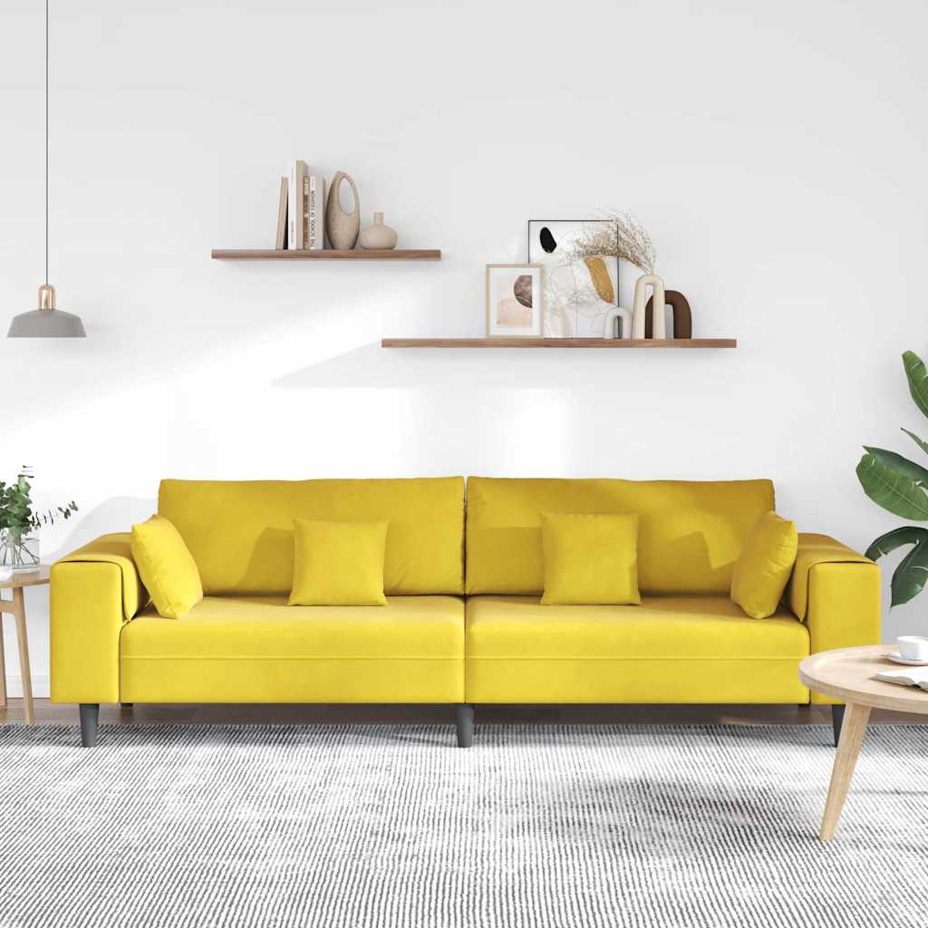 vidaXL Sofa Żółty 250 x 77 x 76 cm Aksamit
