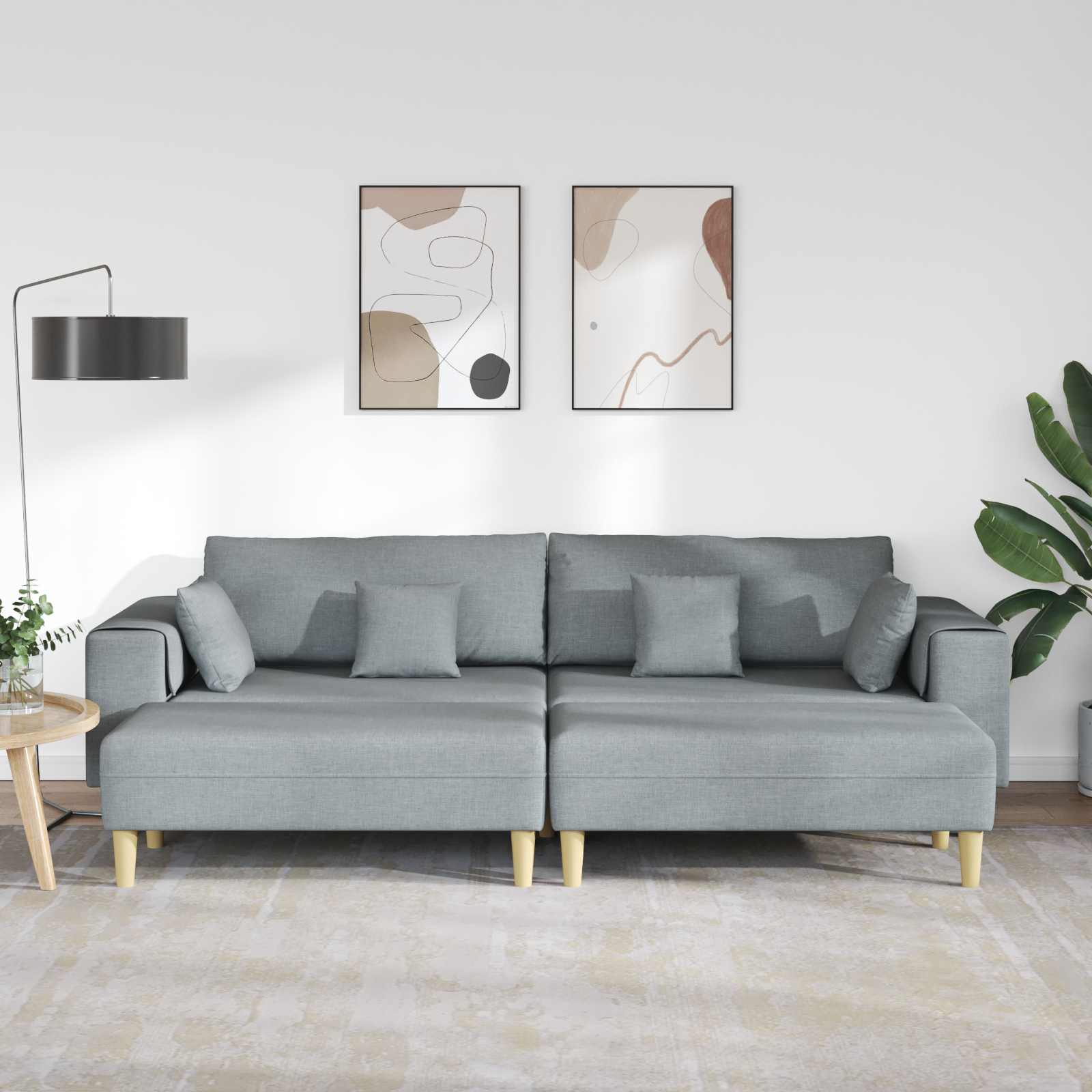 vidaXL Sofa z poduszką 3 pcs Jasnoszary tkanina