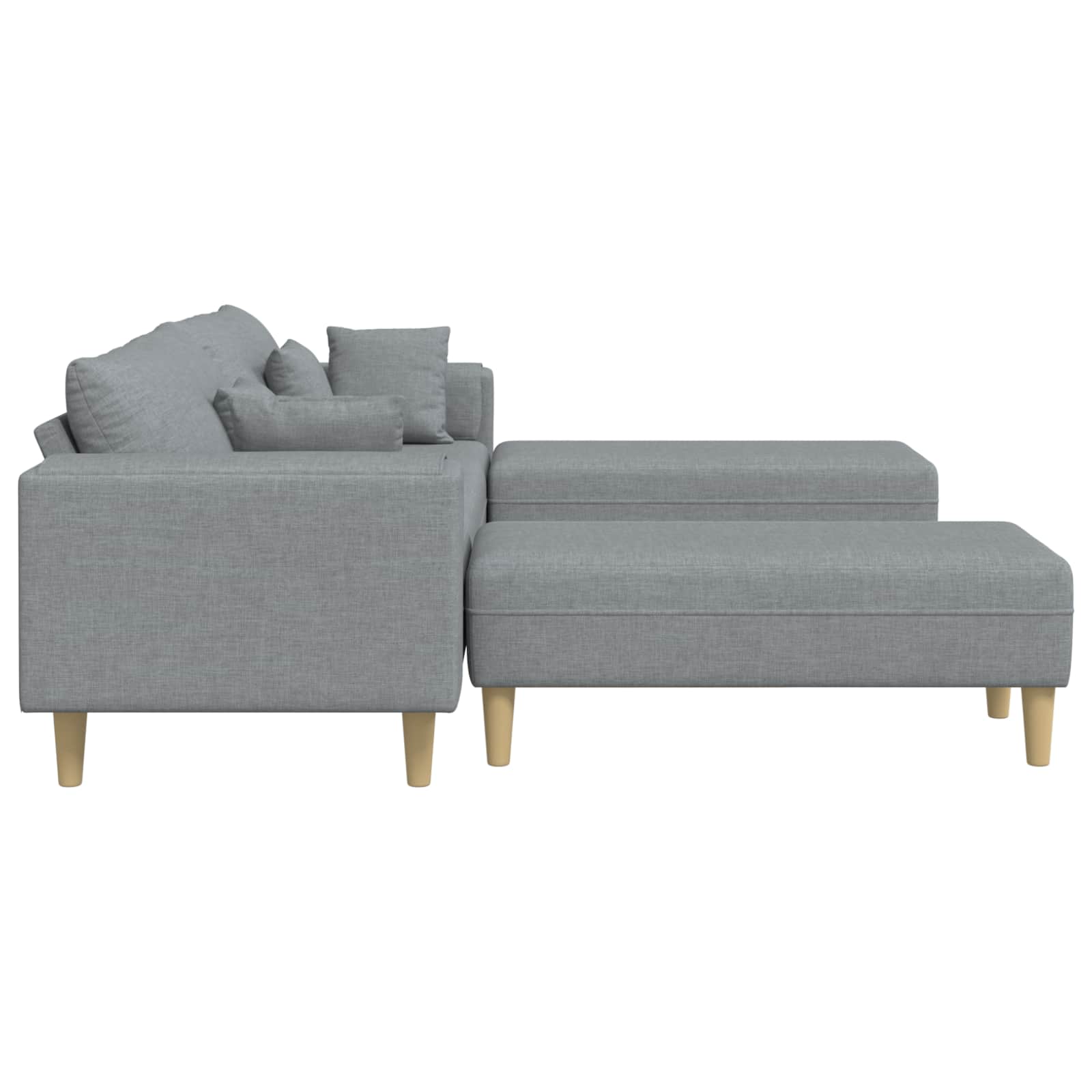 vidaXL Sofa z poduszką 3 pcs Jasnoszary tkanina