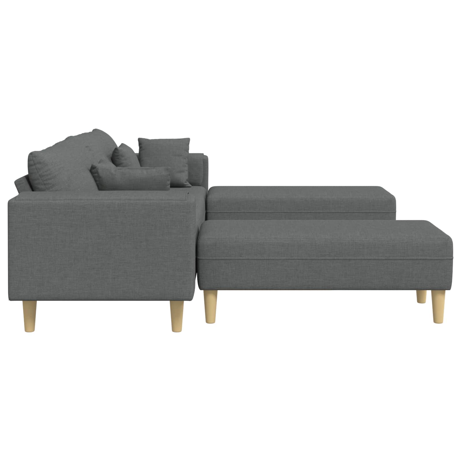 vidaXL Sofa z poduszką 3 pcs Ciemnoszary tkanina