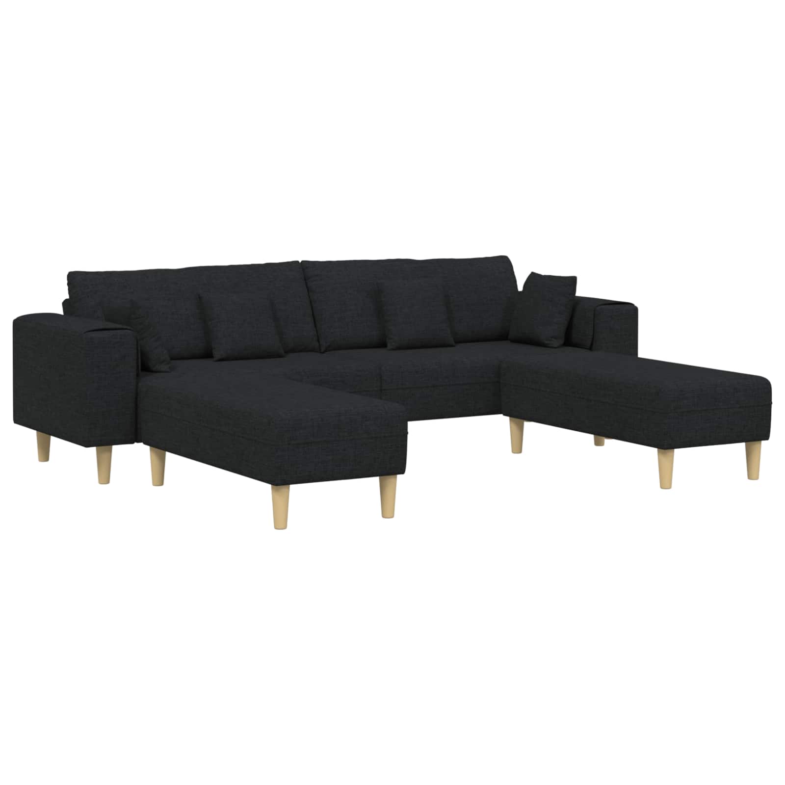vidaXL Sofa z poduszką 3 pcs Czarny tkanina