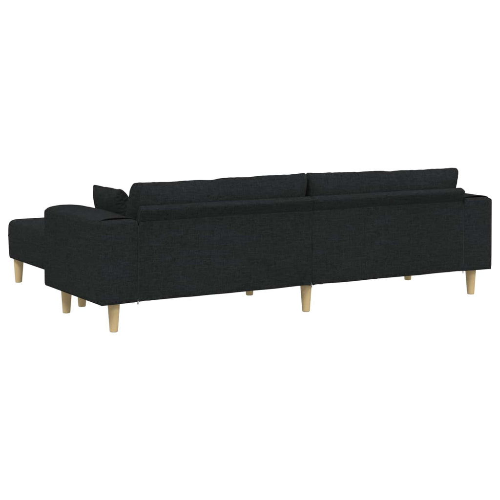 vidaXL Sofa z poduszką 3 pcs Czarny tkanina