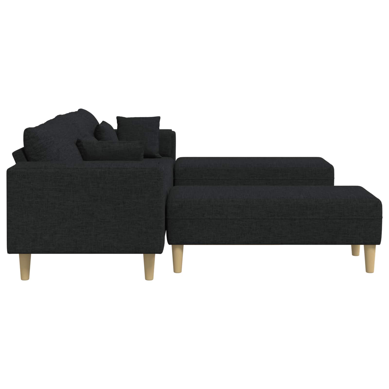 vidaXL Sofa z poduszką 3 pcs Czarny tkanina
