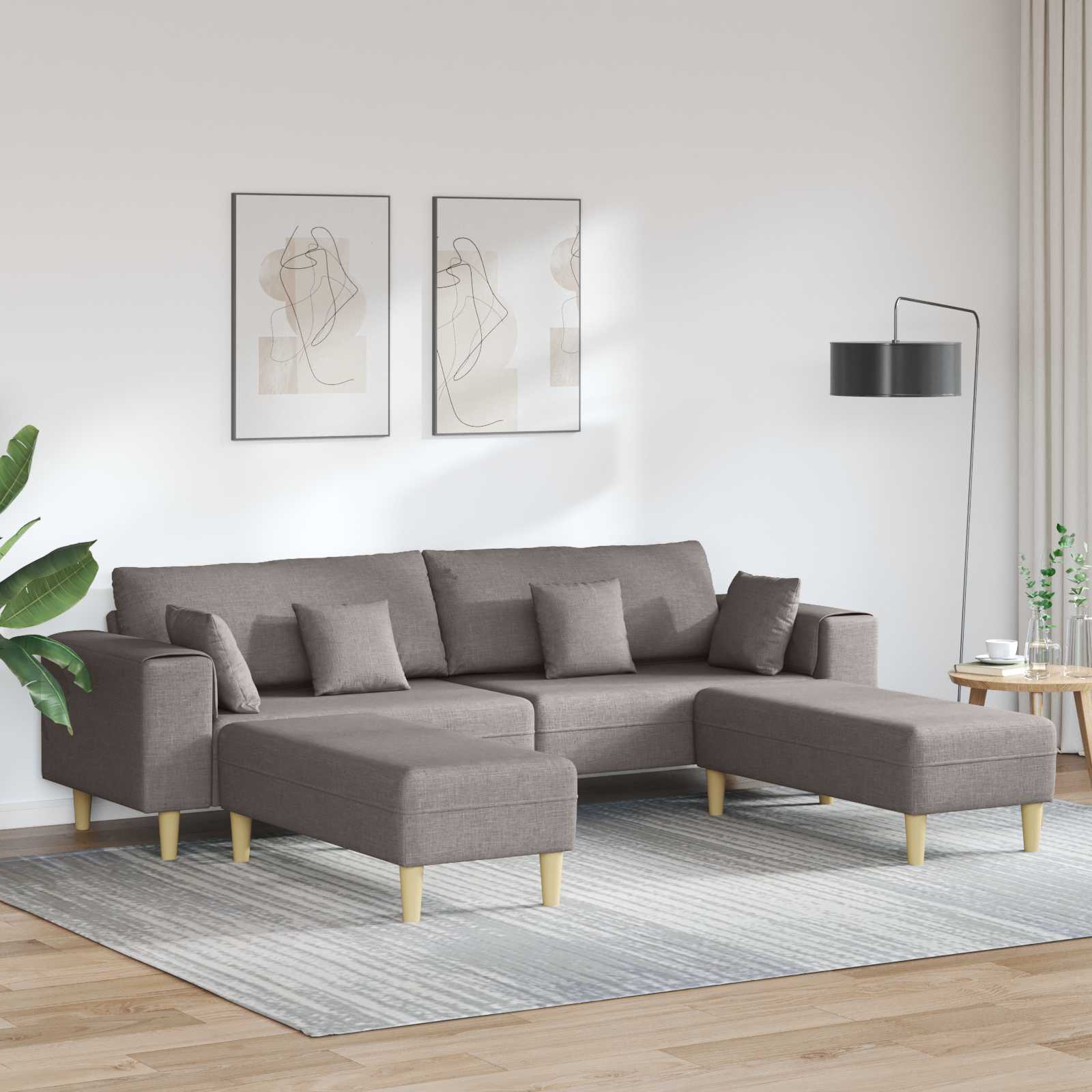 vidaXL Sofa z poduszką 3 pcs Ciemnoszary tkanina