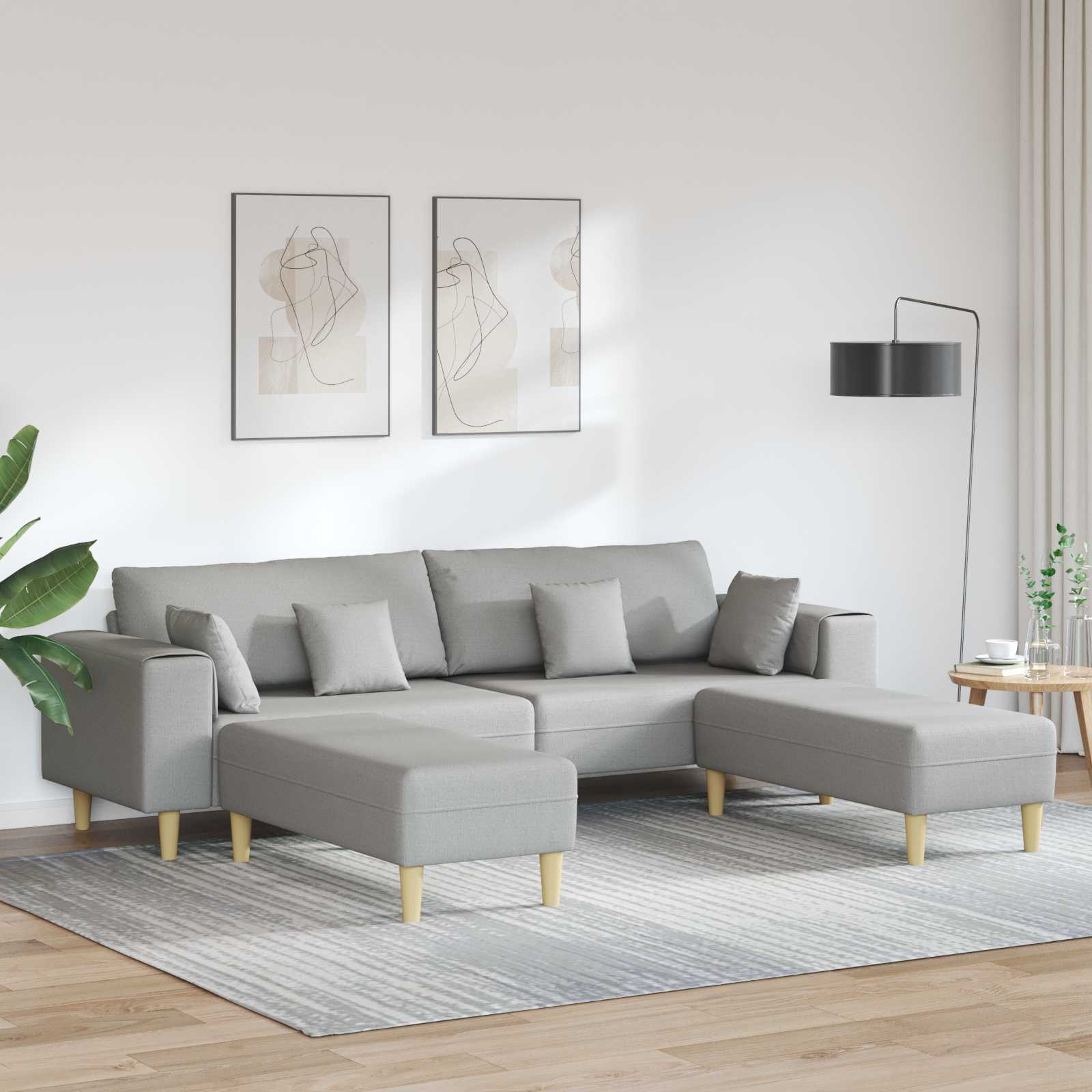 vidaXL Sofa 3 pcs Szary chmur 250 x 188 x 76 cm tkanina