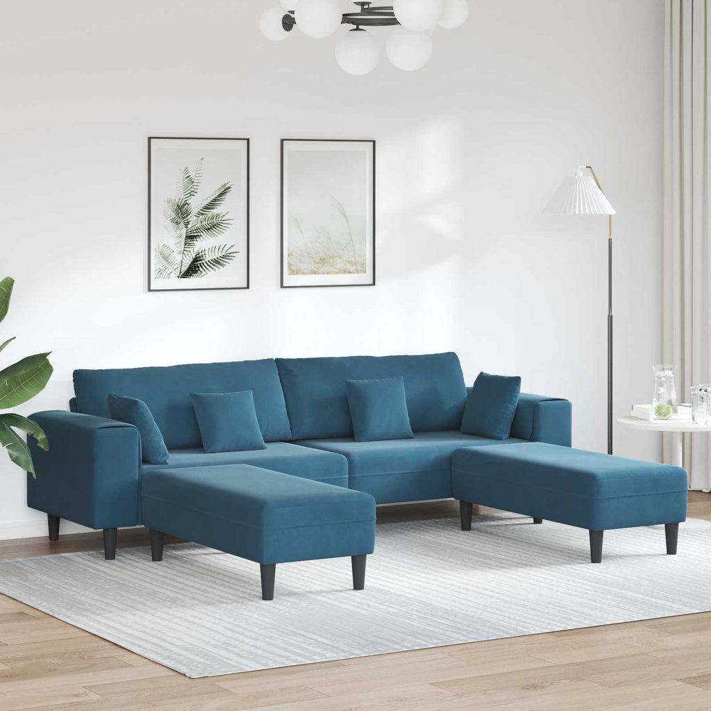 vidaXL Sofa 3 pcs Niebieski 250 x 188 x 76 cm Aksamit