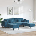 vidaXL Sofa 3 pcs Niebieski 250 x 188 x 76 cm Aksamit
