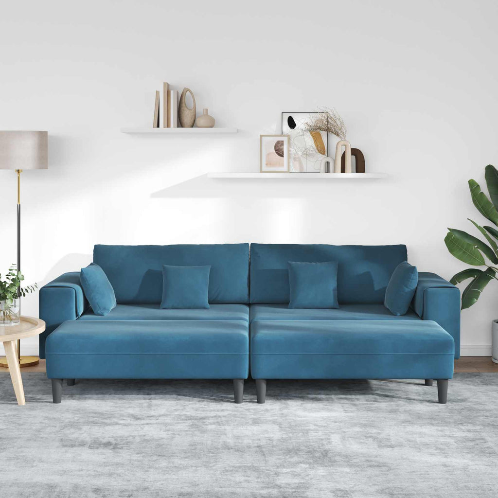 vidaXL Sofa 3 pcs Niebieski 250 x 188 x 76 cm Aksamit