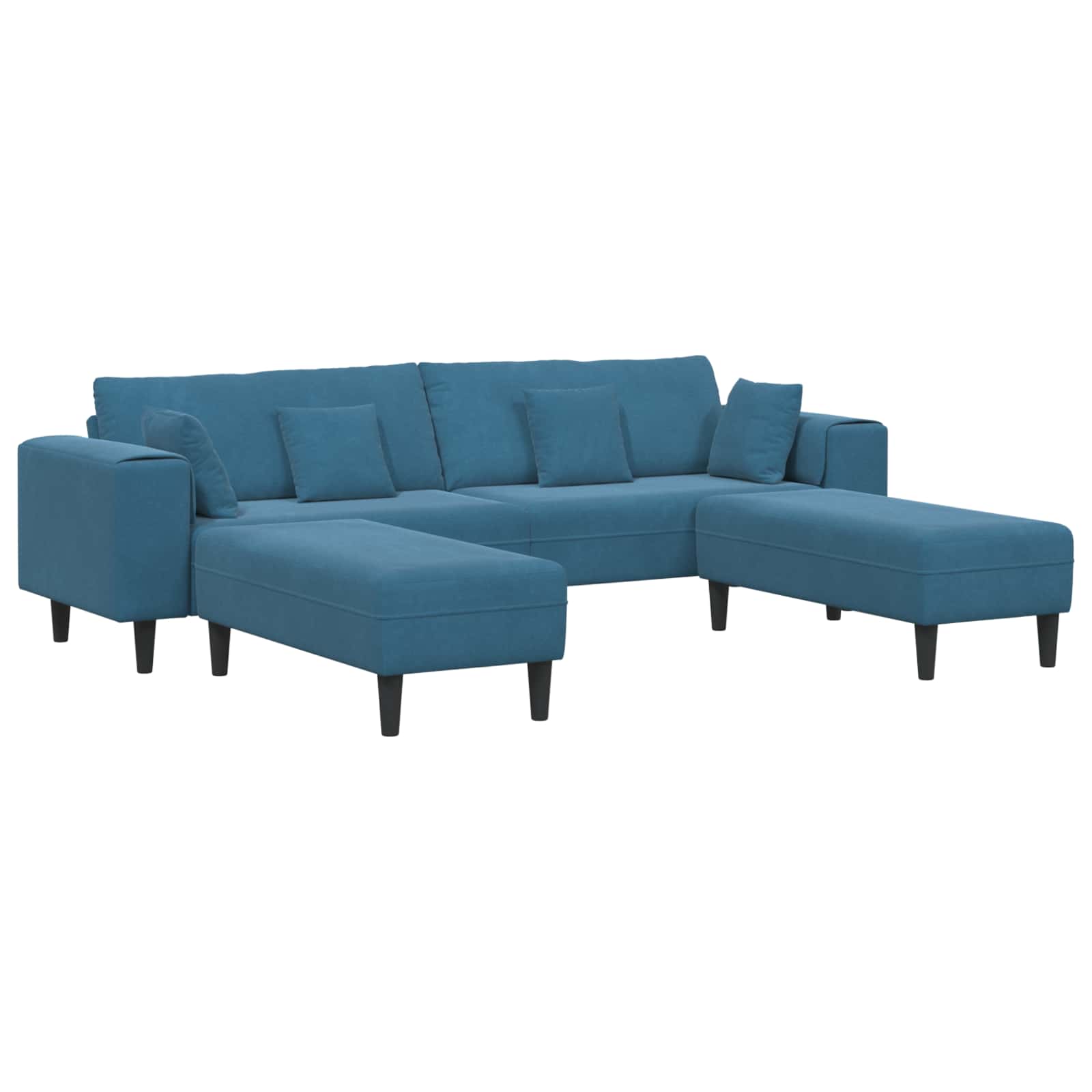 vidaXL Sofa 3 pcs Niebieski 250 x 188 x 76 cm Aksamit