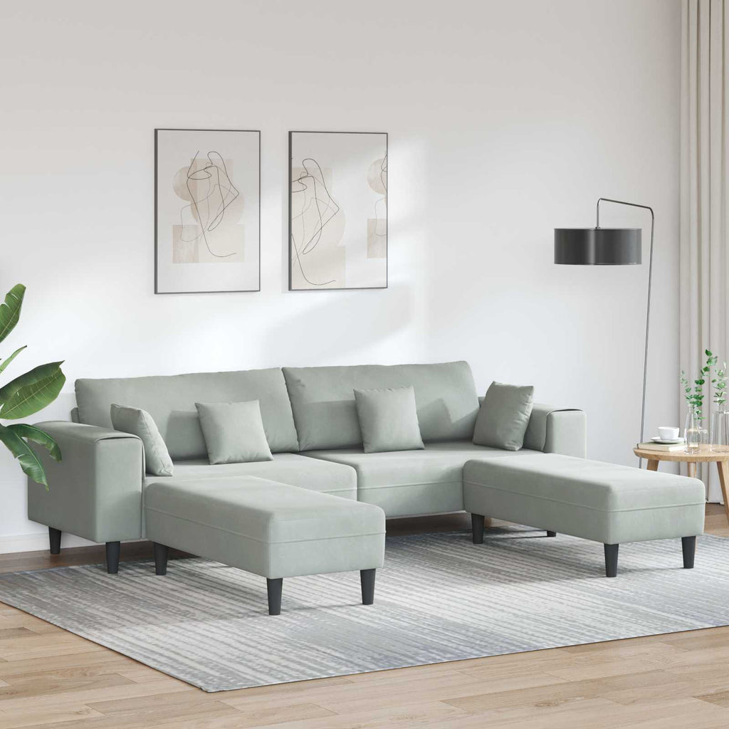 vidaXL Sofa 3 pcs Jasnoszary 250 x 188 x 76 cm Aksamit