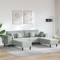 vidaXL Sofa 3 pcs Jasnoszary 250 x 188 x 76 cm Aksamit