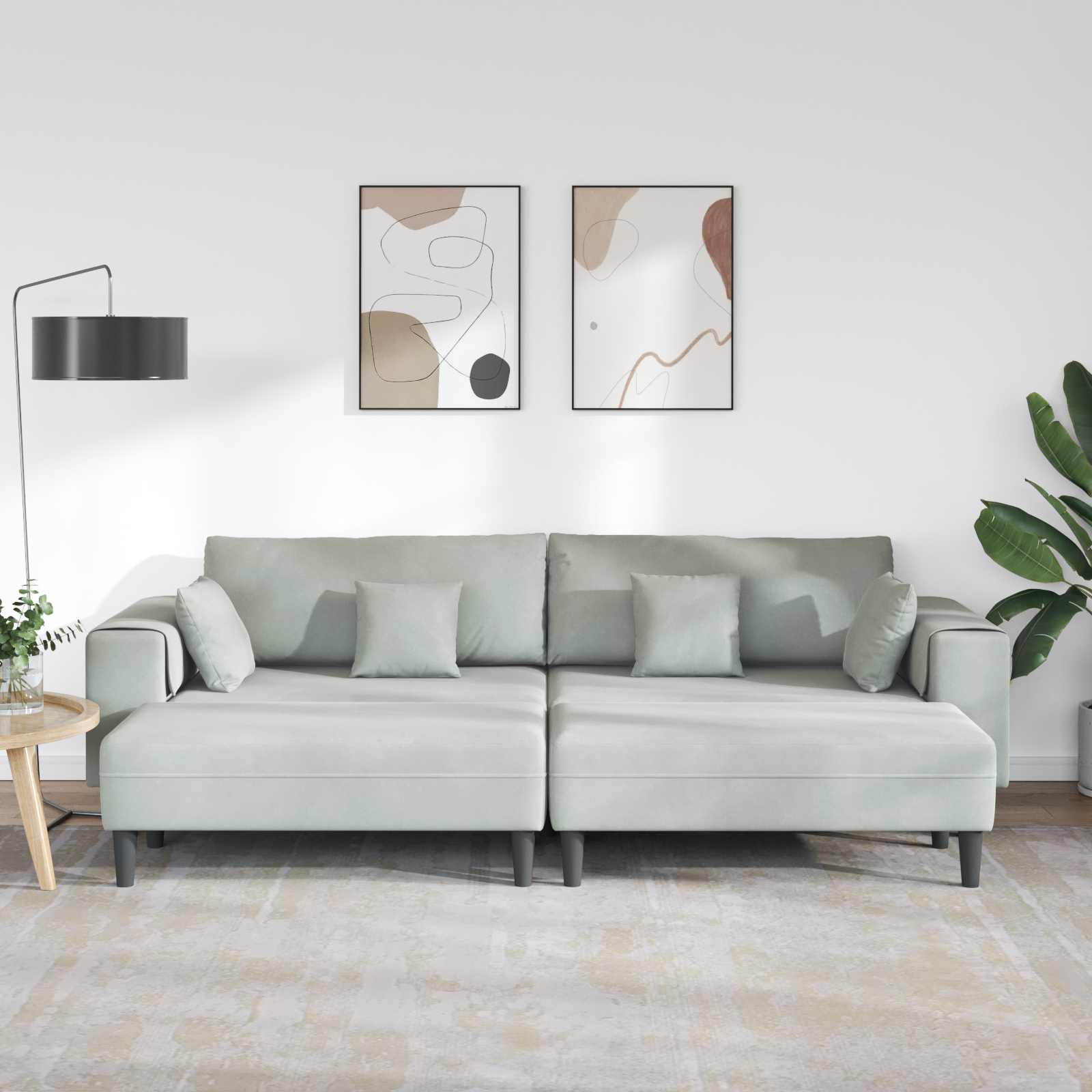 vidaXL Sofa 3 pcs Jasnoszary 250 x 188 x 76 cm Aksamit