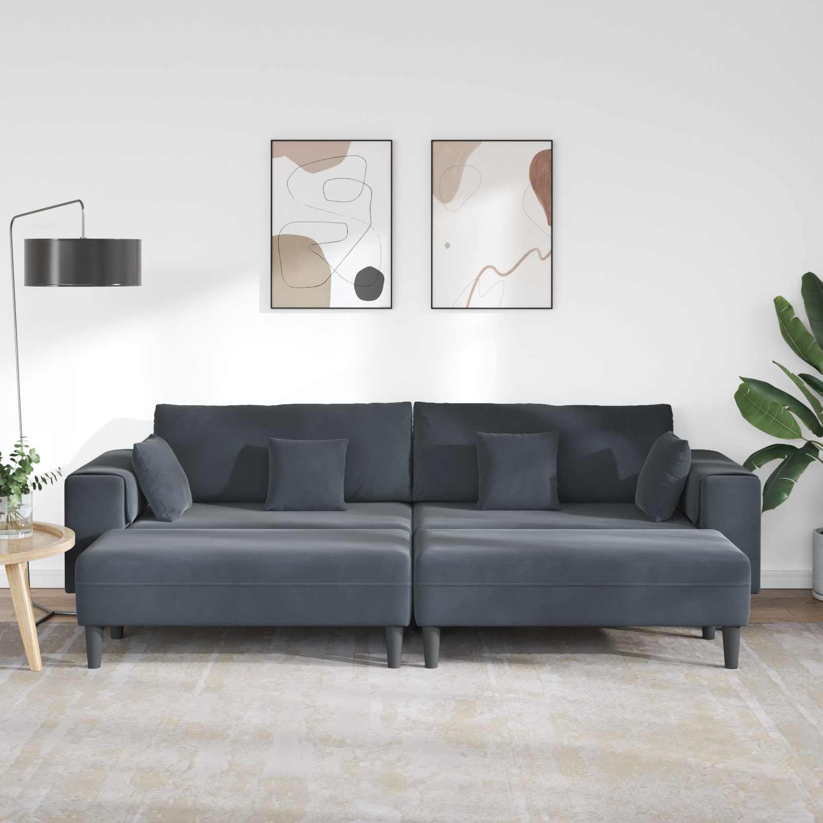 vidaXL Sofa 3 pcs Ciemnoszary 250 x 188 x 76 cm Aksamit