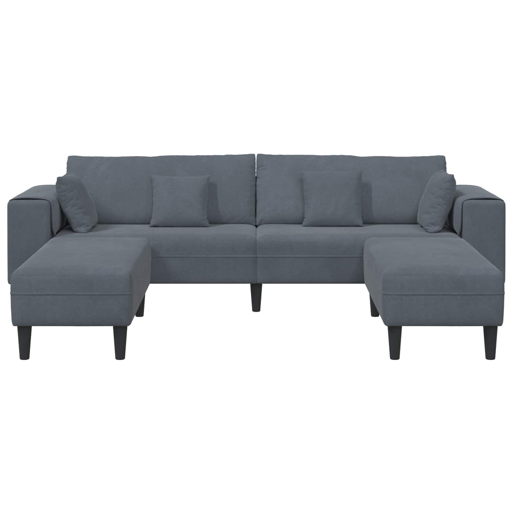vidaXL Sofa 3 pcs Ciemnoszary 250 x 188 x 76 cm Aksamit